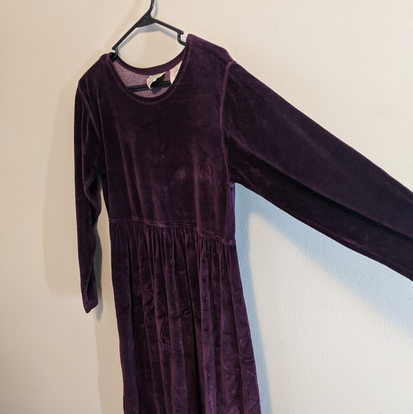 Vintage Deep Purple Velvet Long Sleeve Dress / M - Picture 4 of 7